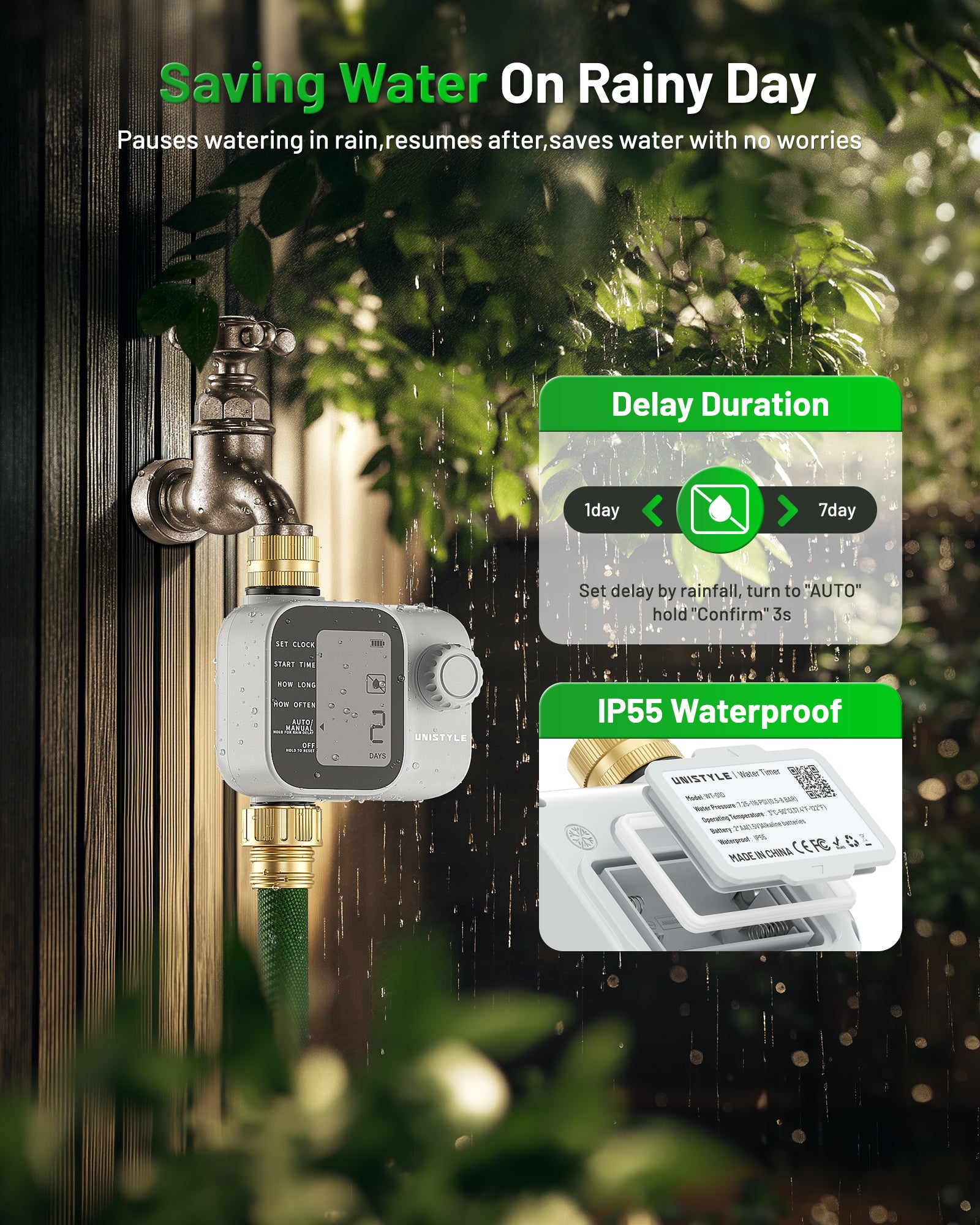 [2026 Upgrade] Sprinkler Timer with Brass Inlets & Outlets, Unistyle Programmable Water Timer for Garden Hose, IP55 Waterproof Hose Timers with Manual Irrigation Timers for Yard and Lawn Patio
