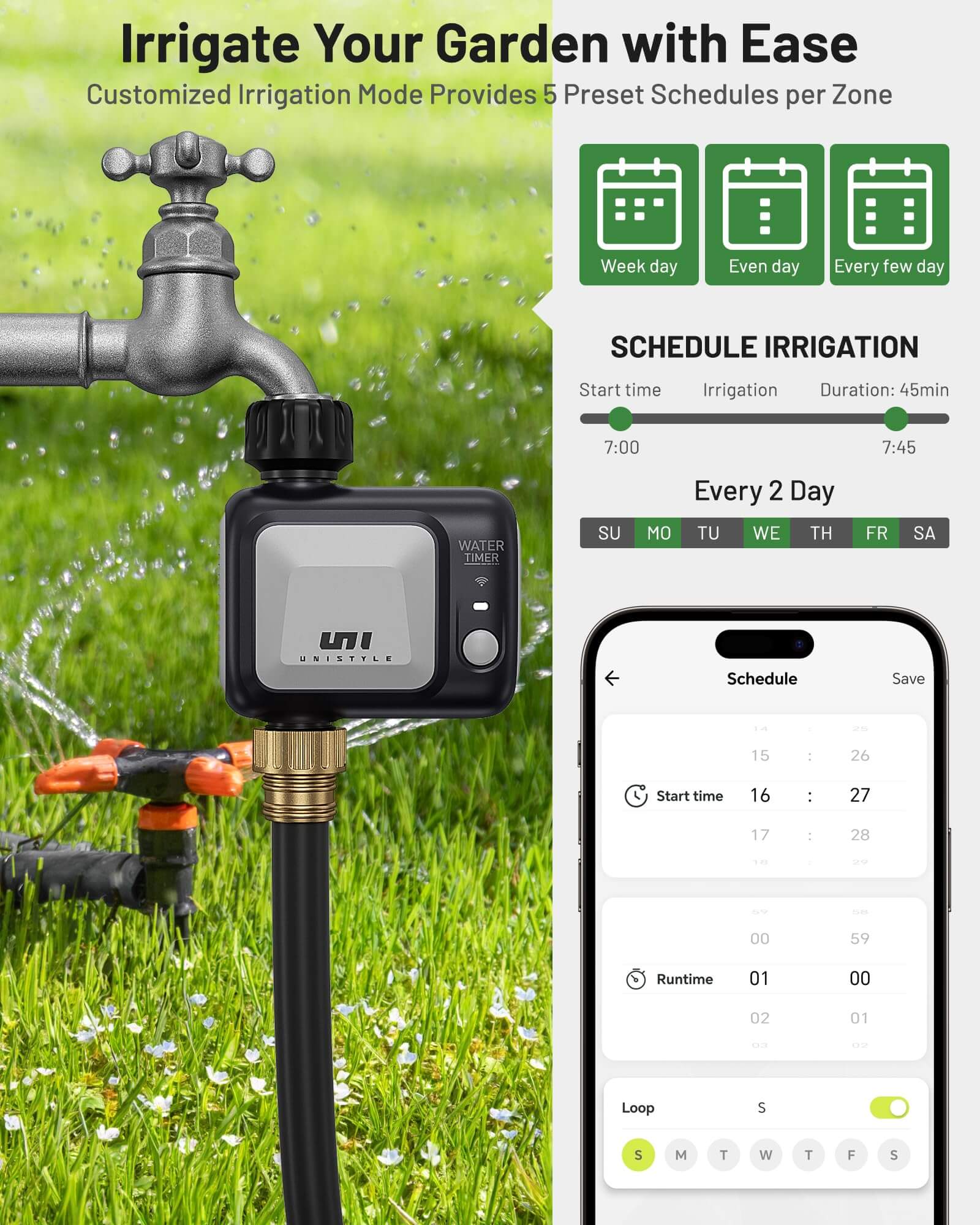 Unistyle WiFi Sprinkler Timer 2 Zone