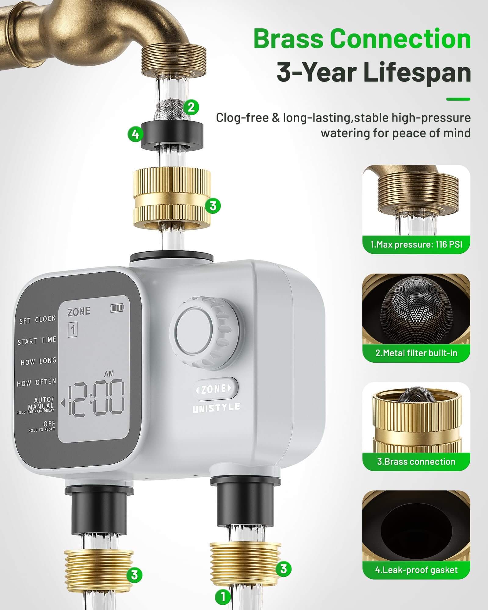 Unistyle 2 Zone Sprinkler Timer